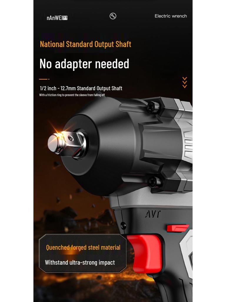 Nanwei 800N Heavy-Duty Electric Brushless Impact Wrench with Lithium Battery
