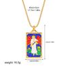 New Design Colorful Enamel Tarot Cards Pendant Necklaces  18K Gold Plated Sun Star Moon Box Chain Choker Jewelry for Women