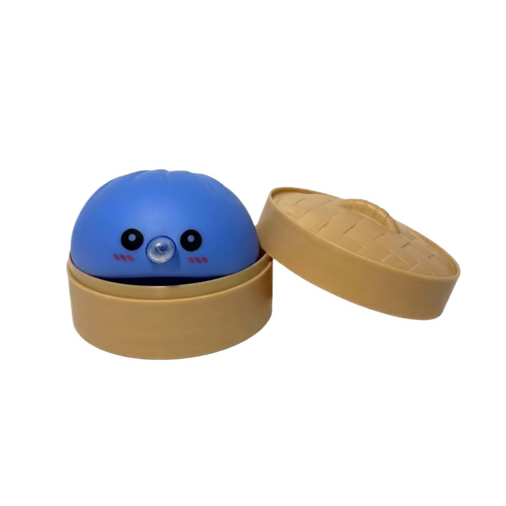 Jouet Squishy Bun Anti-Stress avec Design Panier Vapeur 12 cm Jouet Sensoriel Doux à Presser pour l'Anxiété et la Concentration