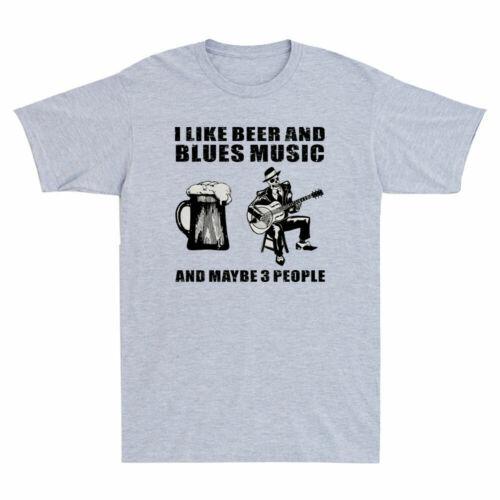 Skeleton Skull Play Guitar I Like Beer And Blues Music & Maybe 3 People T-Shirt XXXXL