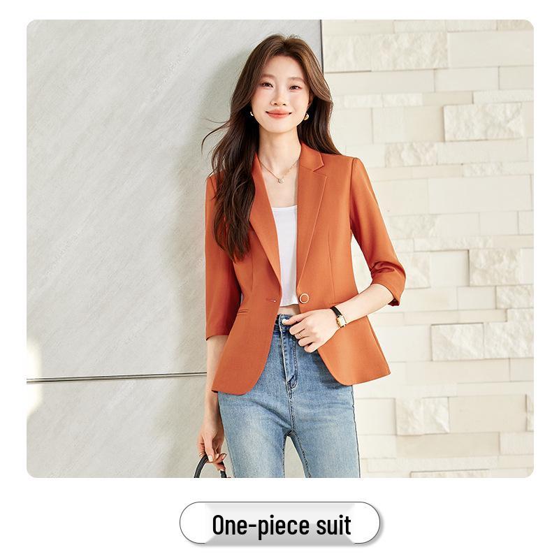 

Women s Three-Quarter Sleeve Suit Collar Outerwear – Professional Casual Fashion S помаранчевий