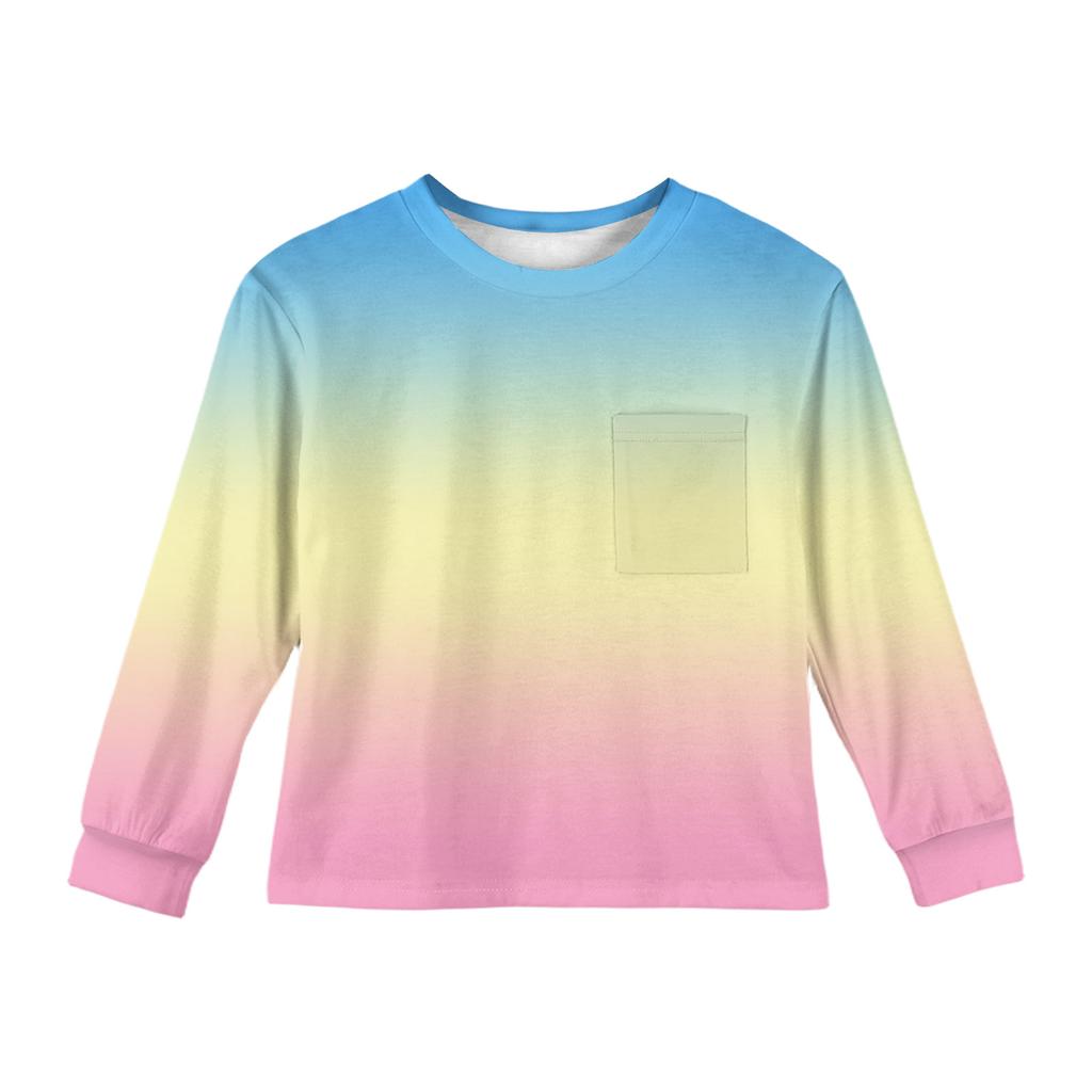 Dívčí halenka s dlouhým rukávem - Kulatý výstřih, měkká tunika v pase