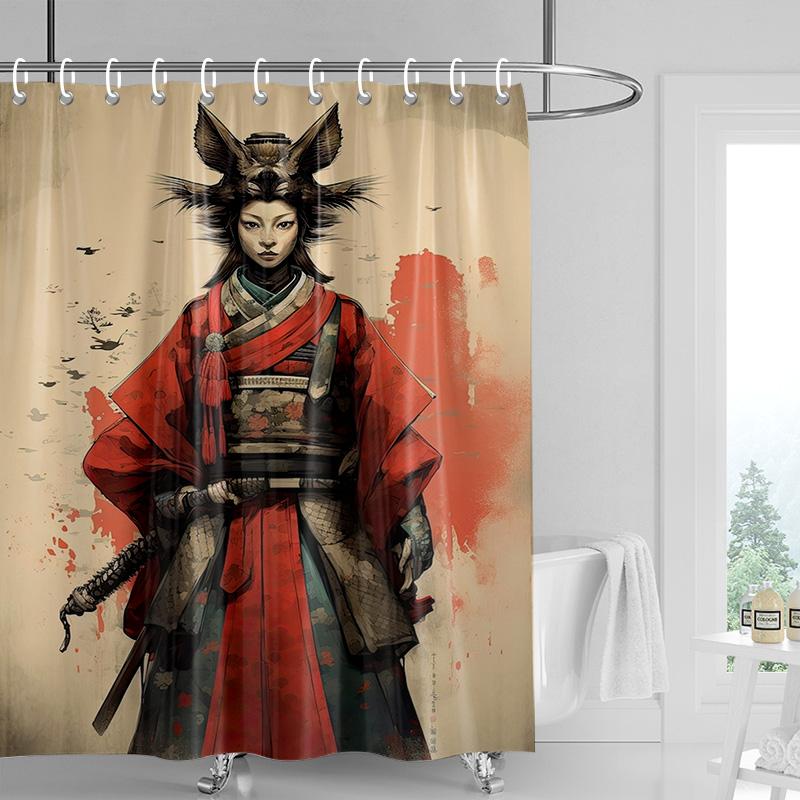 

Занавеска для душа в японском стиле с принтом ретро-персонажа Гоги, устойчивая к выцветанию, перегородка для ванной комнаты для отеля, украшение дома 90x180cm