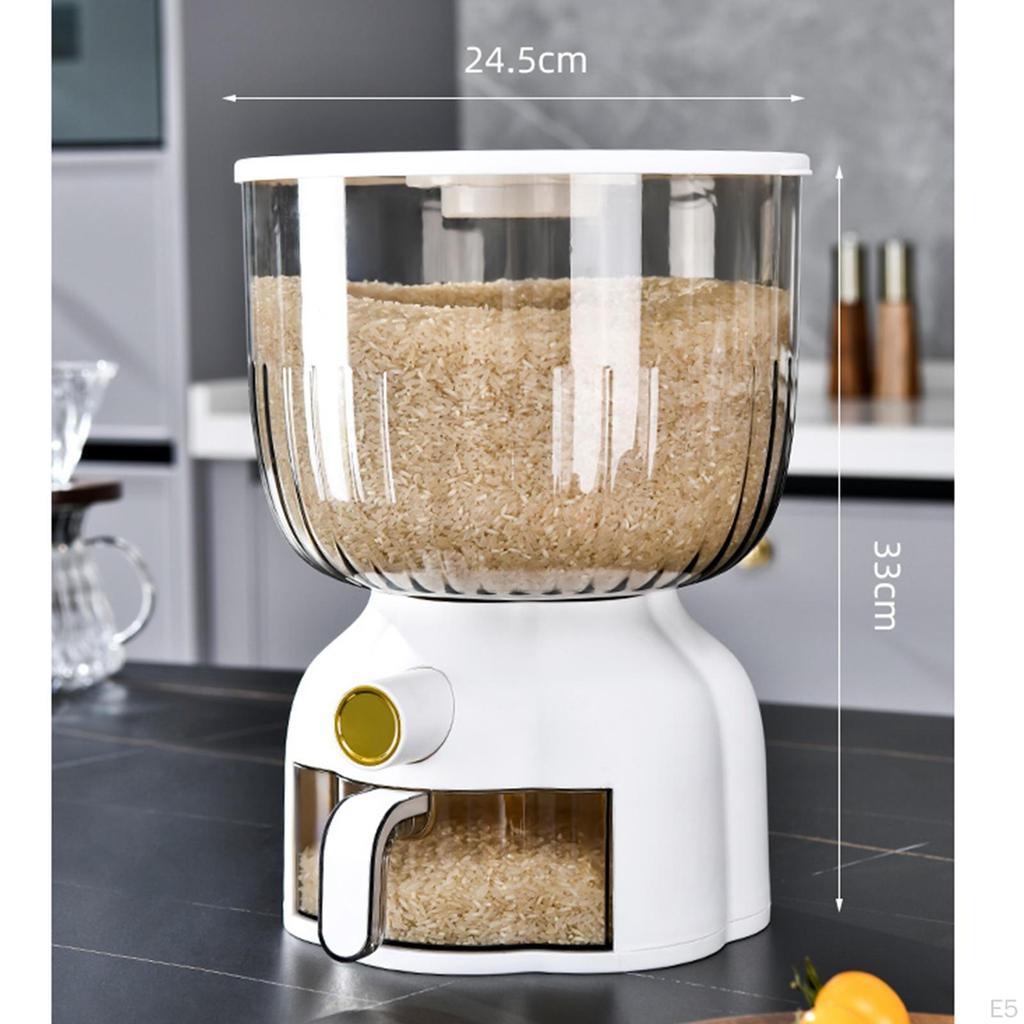 6L Rice Container Dustproof with Lid Kitchen Storage Organizer Measuring Cup Large Capacity