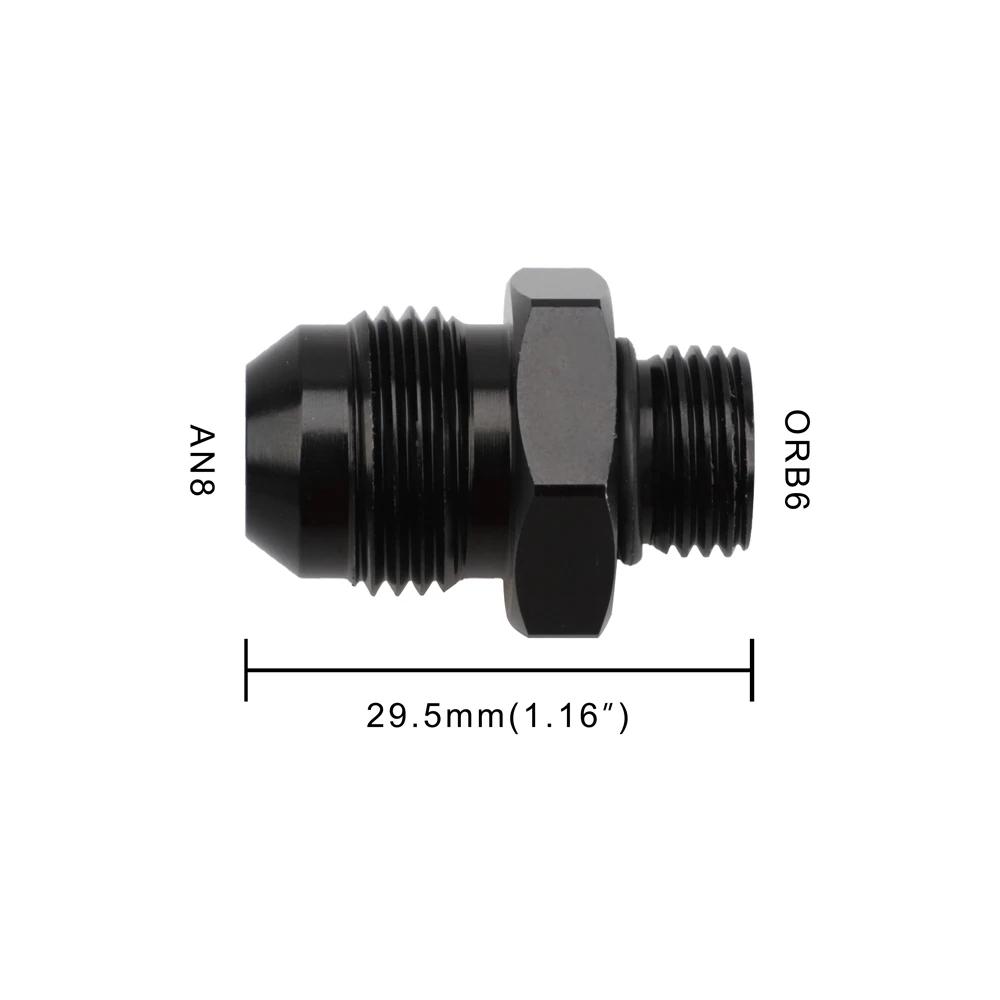 Male Adapter AN6 6AN Fitting Black ORB-6 /-10 /-10 O-ring Boss to AN8 8AN AN1010/ 6061-T6 aluminum  Flare fiting Car Accessories