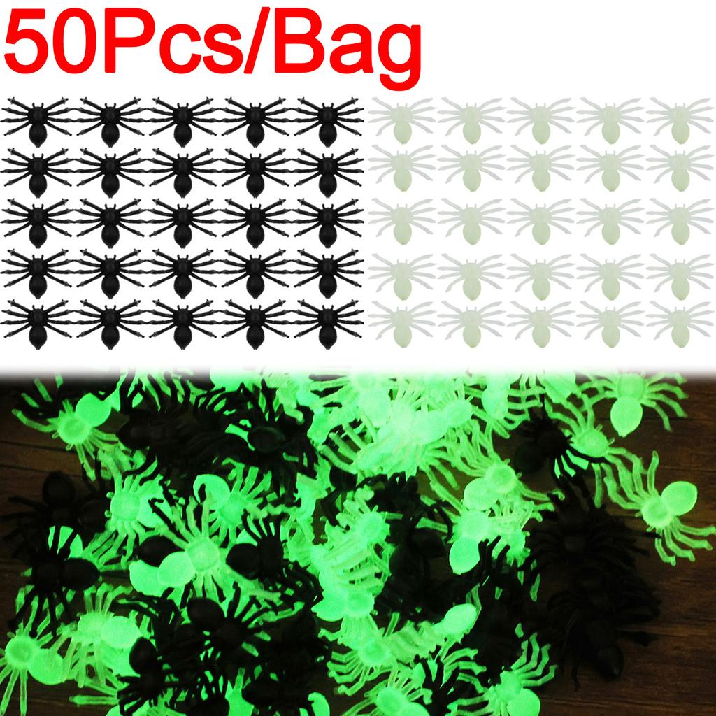Halloween Leuchtende Falsche Spinne Kleine Schwarze Simulierte Spinnen Spukhaus Atmosphäre Requisiten Hausparty DIY Dekoration Zubehör