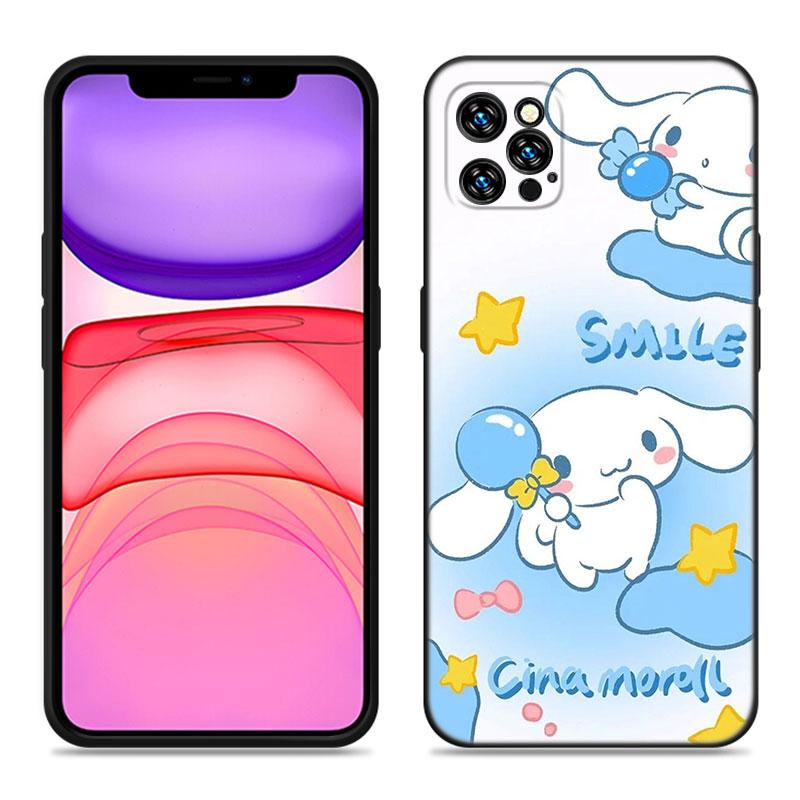 Husă de Telefon Kawaii Cinnamoroll Pentru Apple iPhone 12 13 Mini 11 14 15 Pro Max 7 8 Plus X XR XS SE 2020 2022 Husă Neagră din Silicon