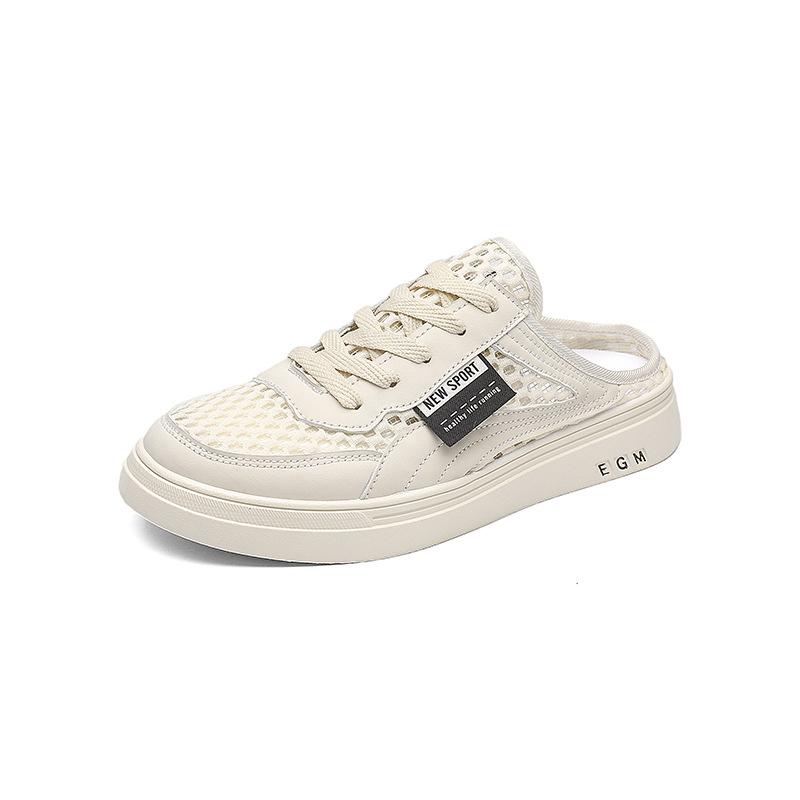 Sommer große Netz hohle halbe Pantoffeln ohne Fersenriemen Tasche Kopfschuhe Student flach einfach atmungsaktive Board Schuhe