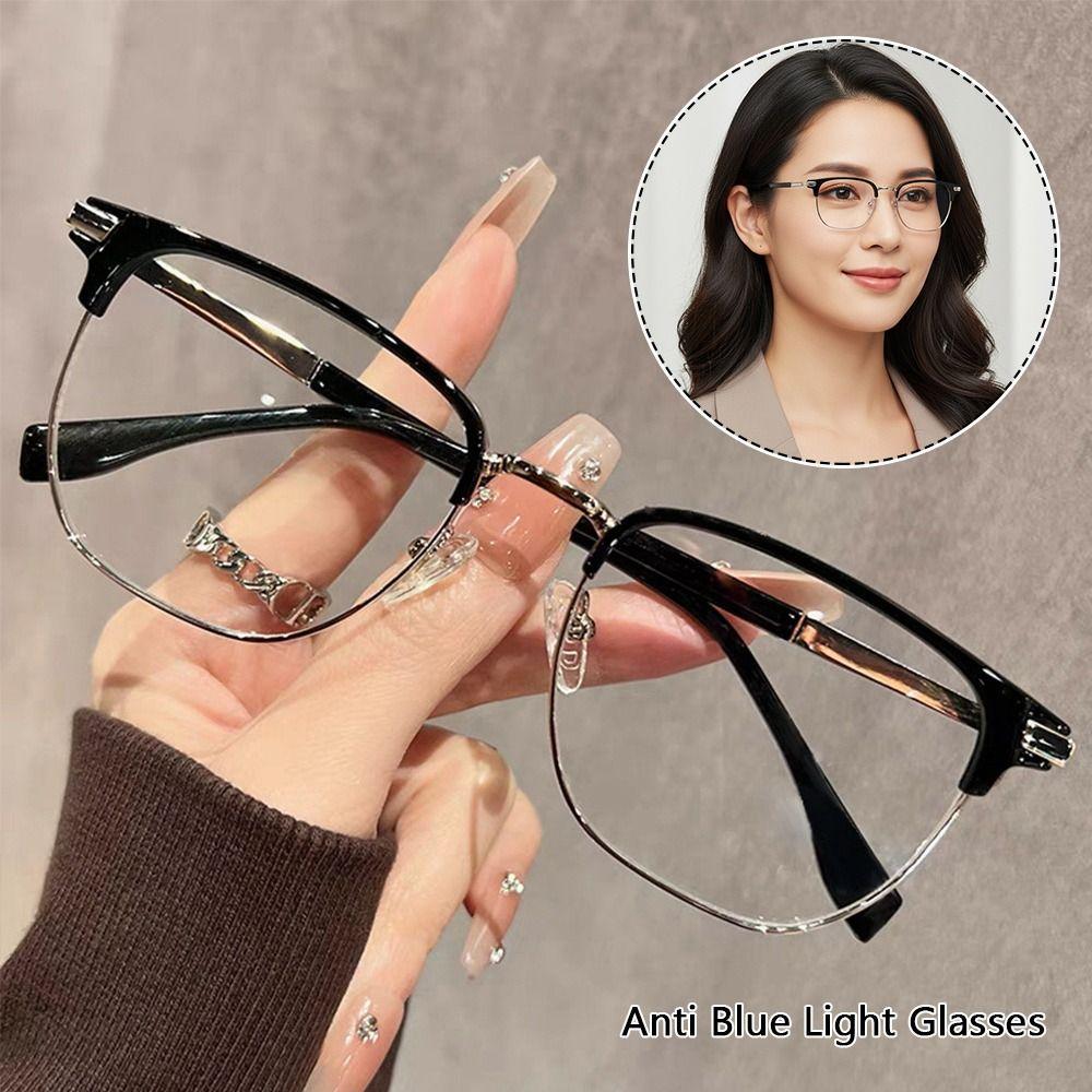 +0 +100 +150 +200 +250 Anti Blue Light Glasses Metal Frame Big Frame Reading Glasses Plus Diopters Square Frame