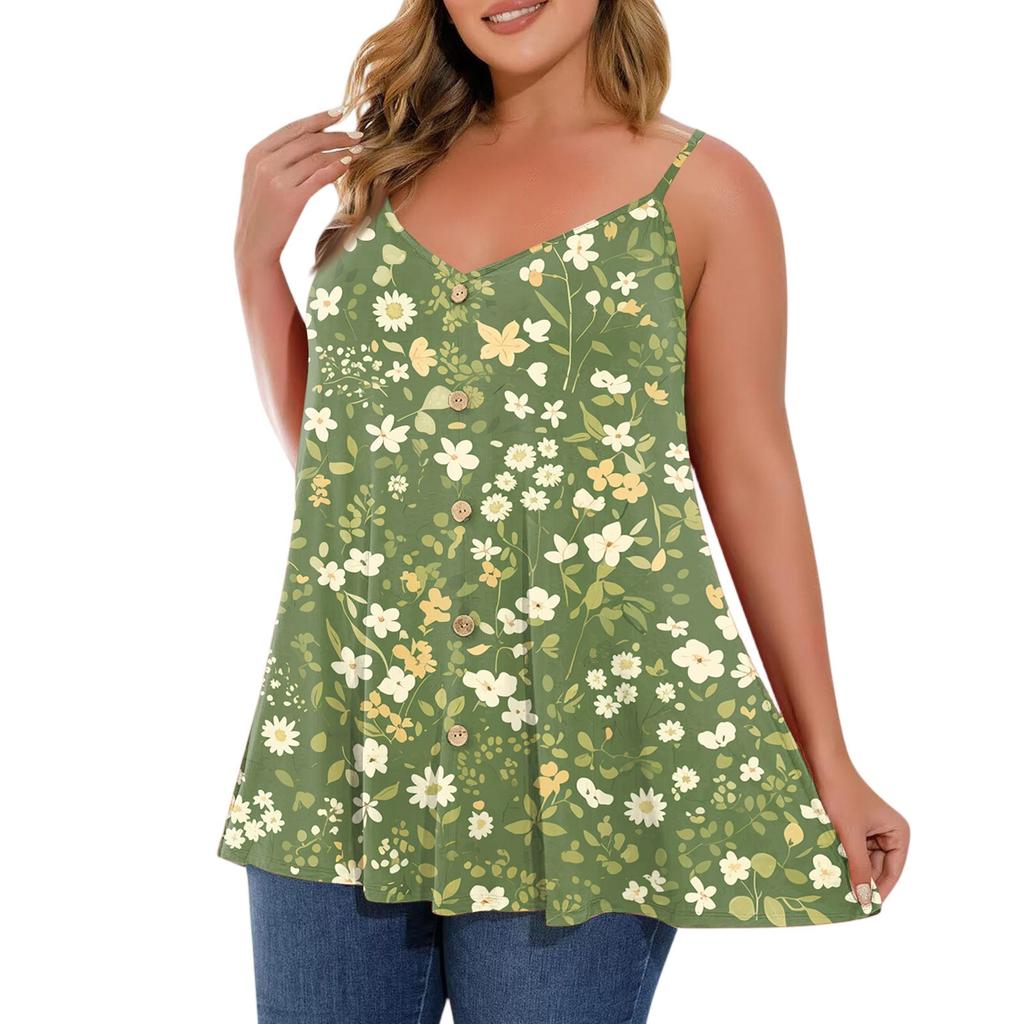 Dámska ležérna vesta plus size s nastaviteľnými ramienkami, top bez rukávov s výstrihom do V