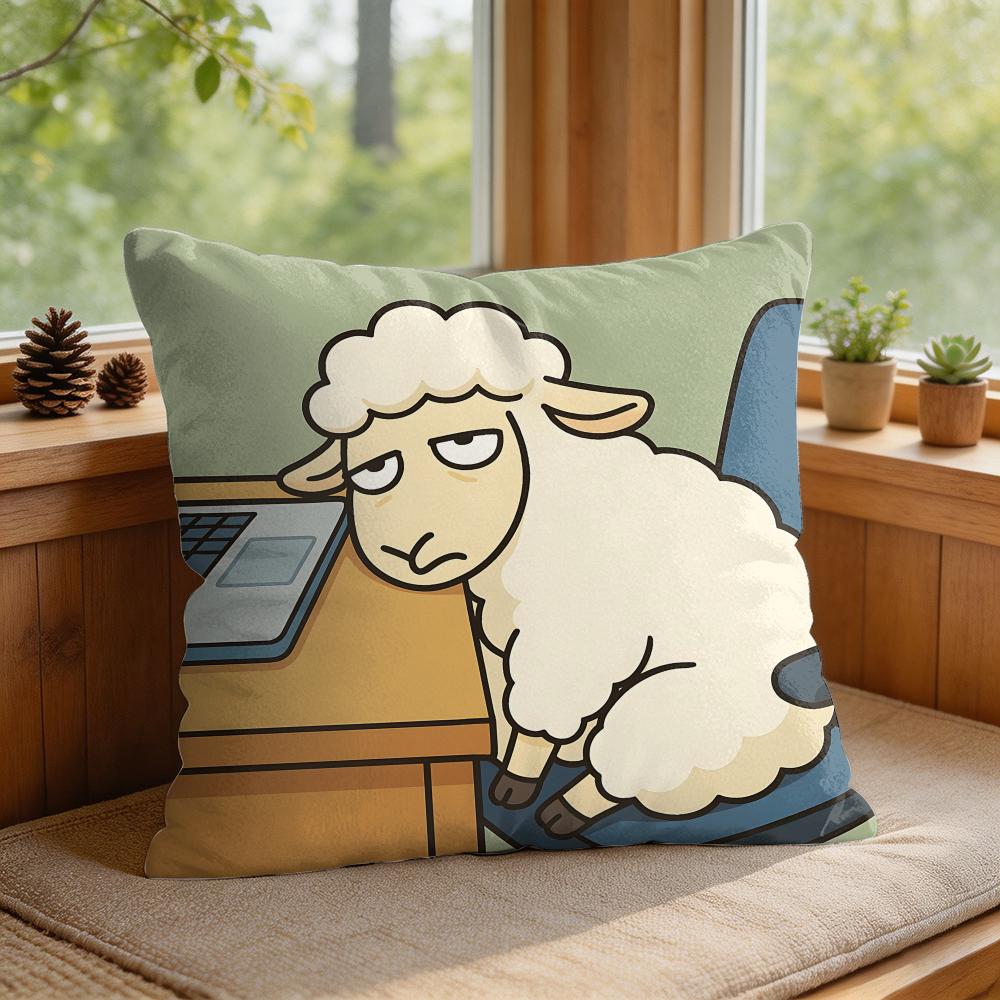 Hard Work Animal Cute Cushion Cover Silky Short Plush Invisible Zipper Dustproof Sofa Pillow Case For Home Decor