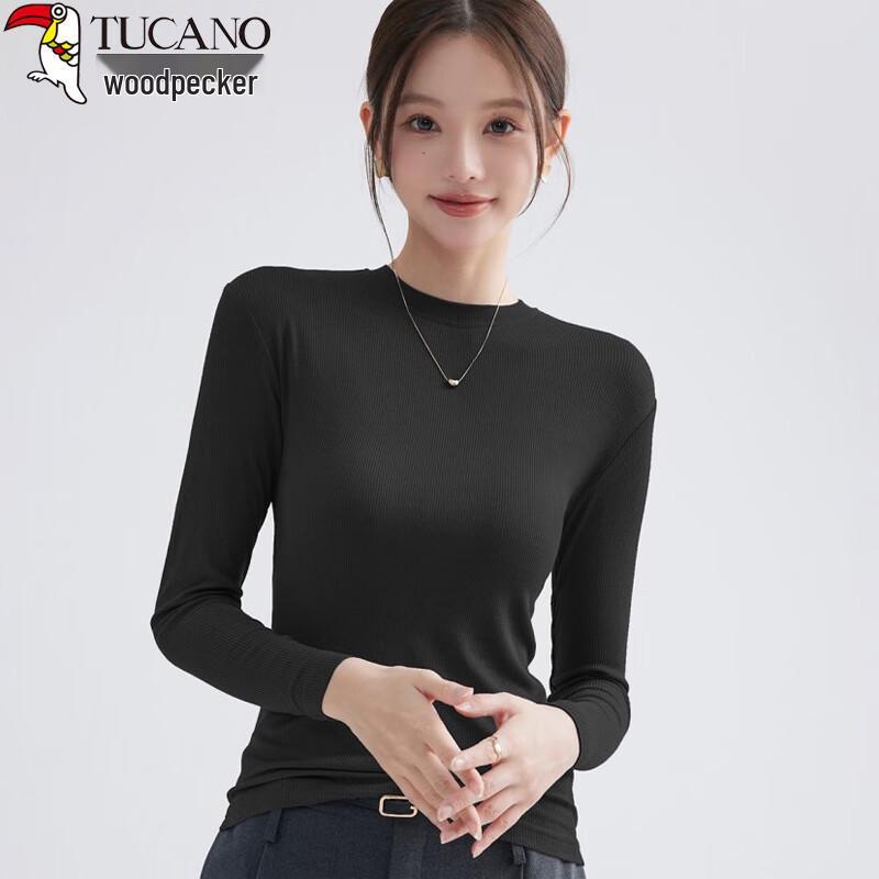 Woodpecker Women's Slim-Fit Fleece-Lined Stand-Up Collar Base Layer T-Shirt
