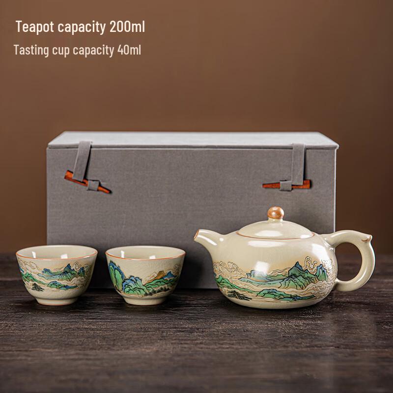 Leinuo Ru Kiln  A Thousand Miles of Rivers and Mountains  Tea Set