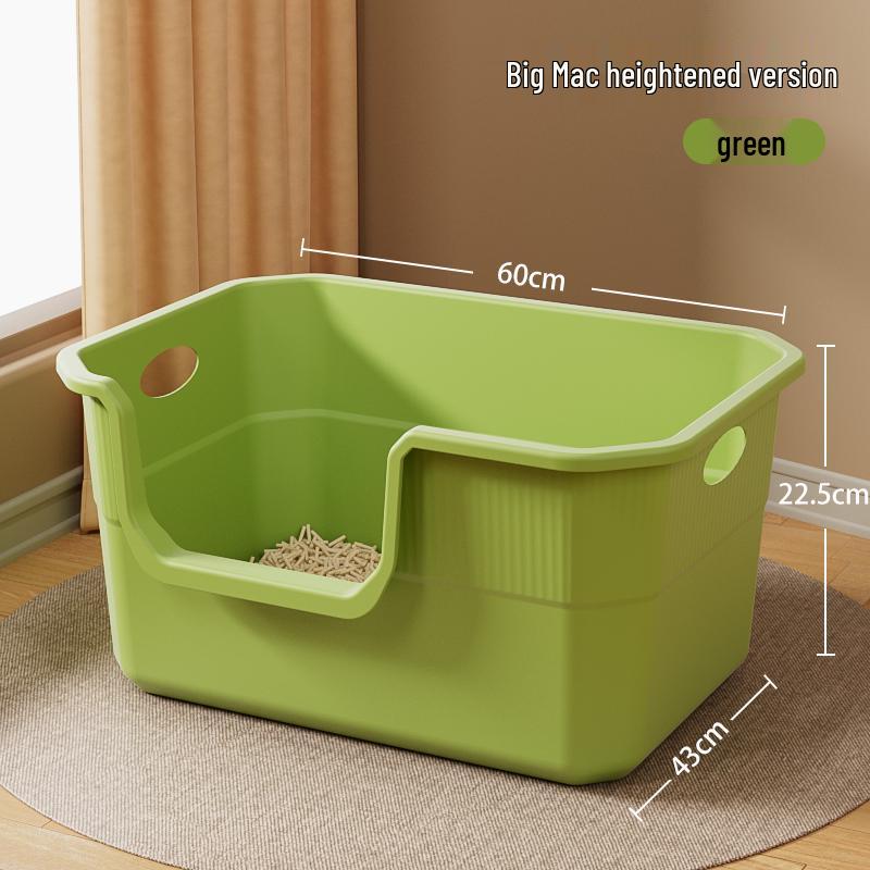 Anti-Splash Open-Top Cat Litter Box with Deodorant for Large Cats