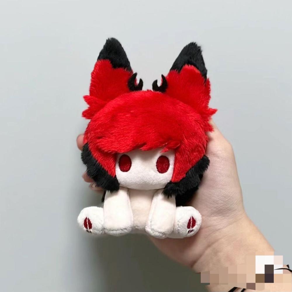 10Cm Cuddly Sitting Kind Costume Hazbin Manga Hotel Animation Charming Red Ears Alastor Soft Playthings Animated Character Stuffed Doll Buddy