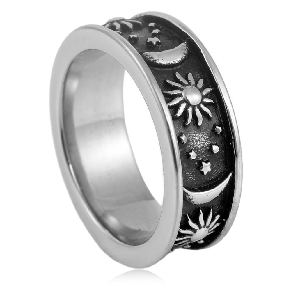 European and American Jewelry, Stars, Moon Rings, Retro Trendy Men's Accessories, Sun Rings