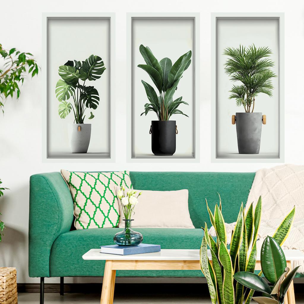 3D Plant Potted Plants Living Room Background Wall Decoration Self-adhesive Wall Stickers