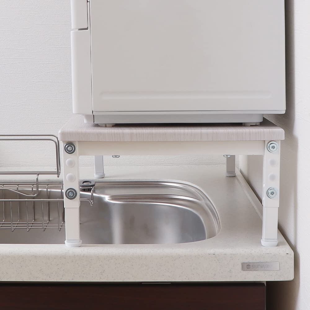 Yamasolo Geschirrspülergestell Teleskopisch Höhenverstellbar Spülbeckenbreite Geschirrspülerständer Kein Aufbau Erforderlich Regal Küche Stilvoll Echo Weiß Maserung