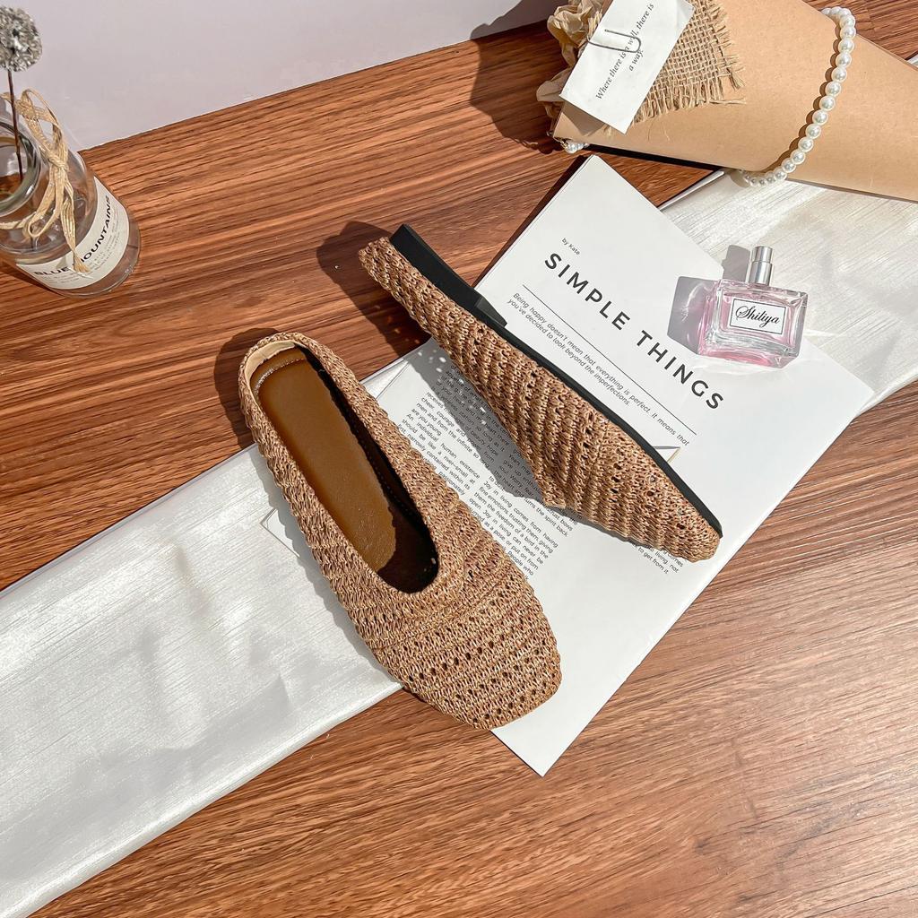 Grape Mother Summer New Woven Bag Head Cool Slippers Women's Small Fragrant Temperament Muller Shoes Women's Empty Single Shoes Women's Summer