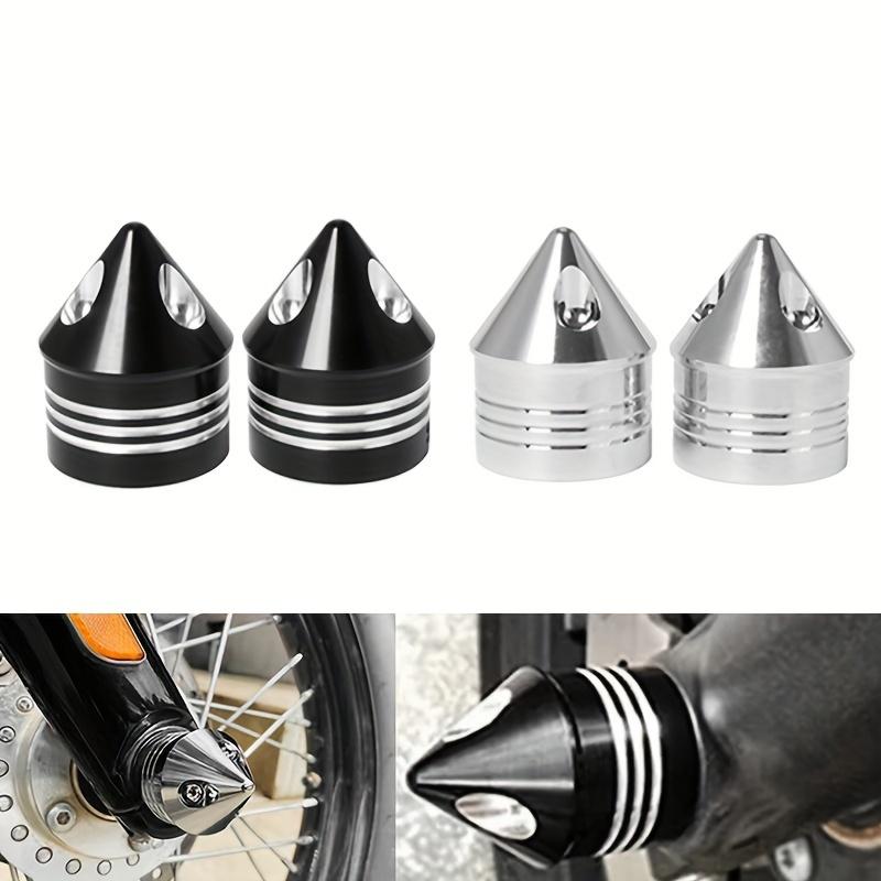 2 pièces CNC usinées en aluminium Bouchons de boulons d'écrou d'axe avant de moto pour Sportsters, Electra Glides, Forty-Eight, Road King - Durables, Anti-corrosion