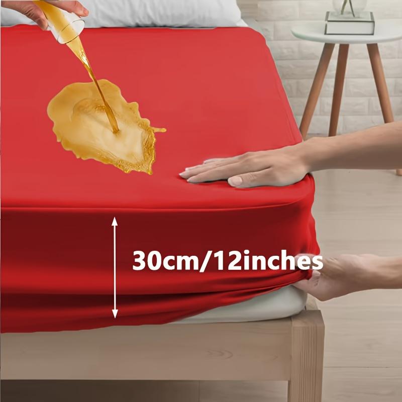 1pc Comfortable Solid Color Bedding, High Quality Fitted Sheet,30cm Deep Pocket Fitted Sheet, Easy To Machine Wash, Non-Slip Mattress Protector Cover