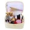 Double Layer Toiletry Bag with Compartments Cotton Makeup Cosmetic Bag Zipper Closure Floral for Toiletries Accessories Brushes