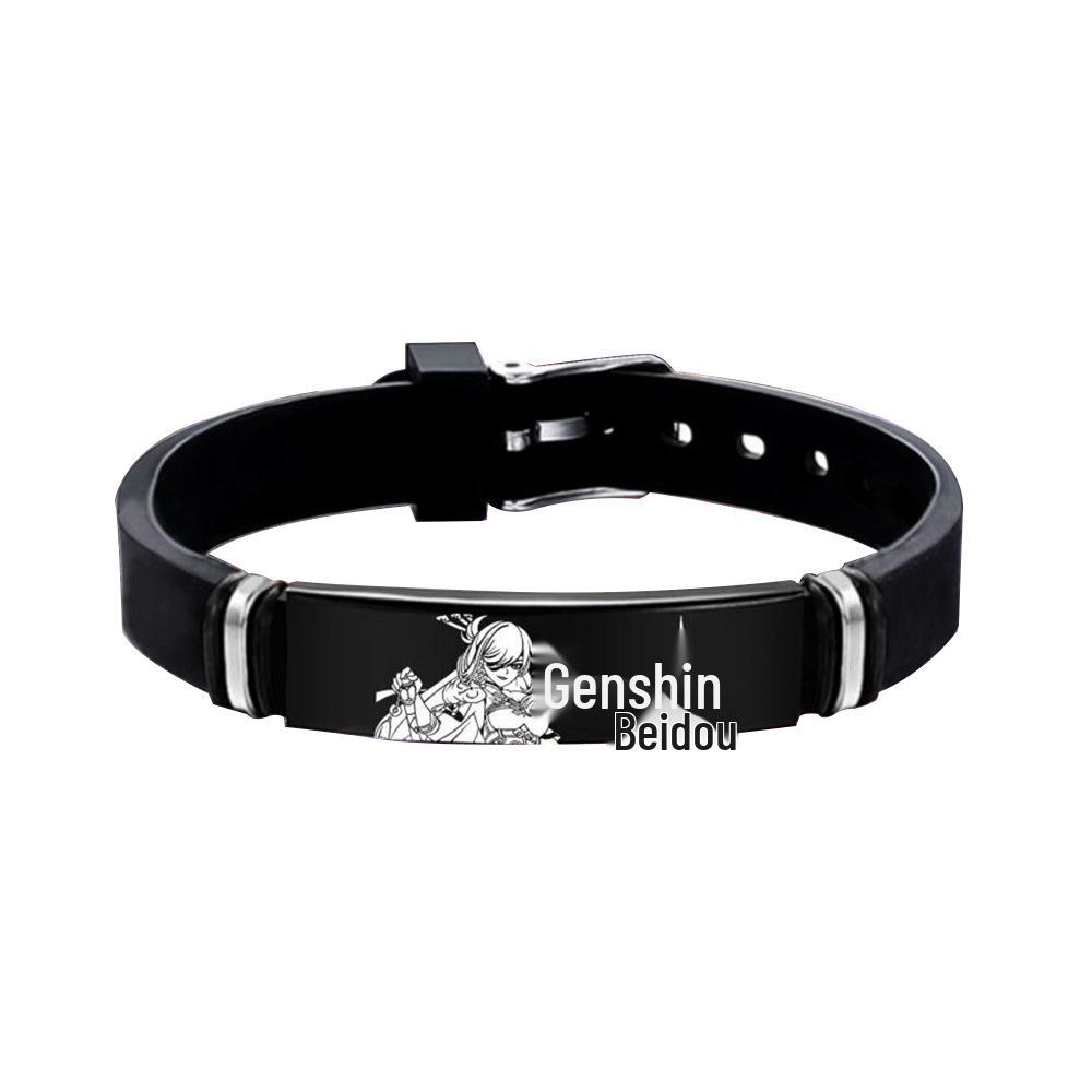 Genshin Impact Kamisato Ayaka Stainless Steel & Walnut Bracelet