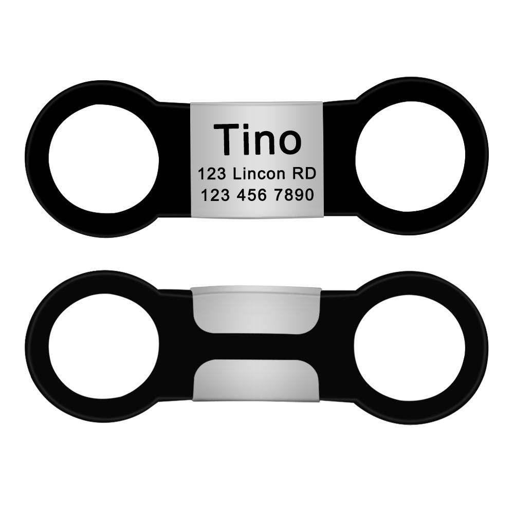 Nameplate Engraved Id Tag Dog Cat Collar Stainless Personalized Silicone Customize Anti-lost Accessory