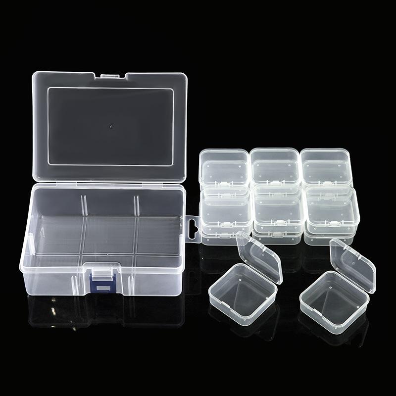 1 Set Diy Pill Seed Beads Jewelry Nail Art Material Organizer Box Transparent Rectangular Plastic Storage Box Jewelry Accessory