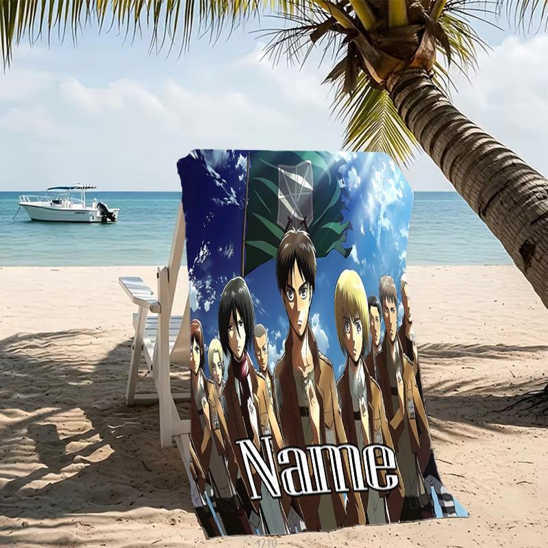 Customizable personalized beach towels Attack on Titan themed designs.Suitable for the beach, yoga, sports;ideal as beach accessories