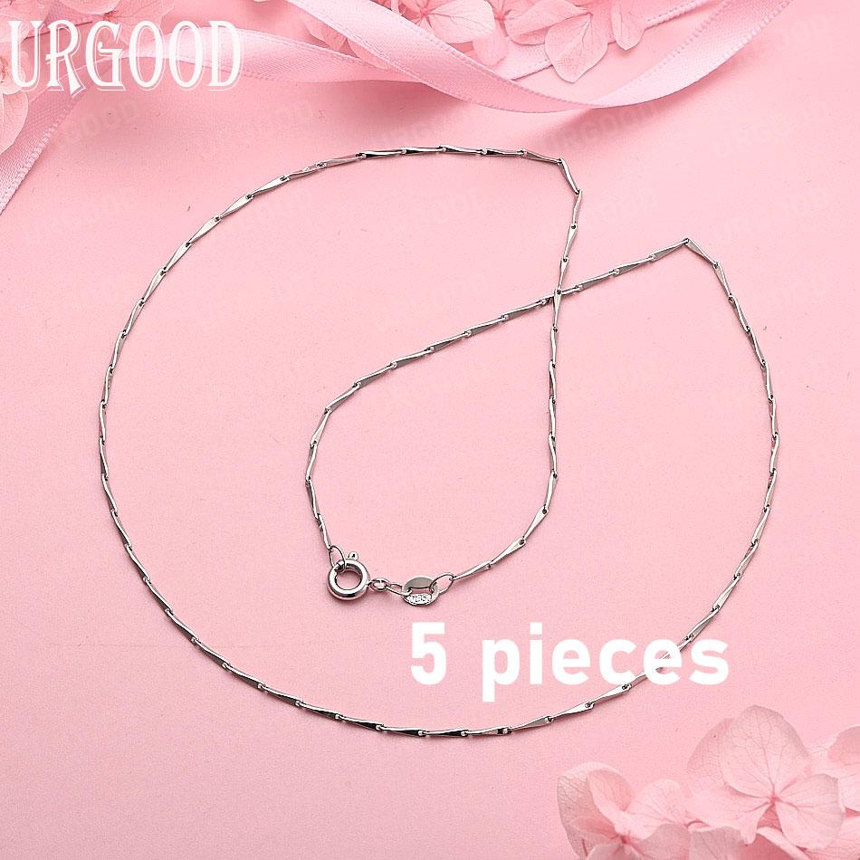 925 Sterling Silver Bamboo Chain Fashion Necklace Wedding Jewelry
