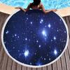 Starry Sky Galaxy Print Round Beach Towel with Tassels,Microfiber Beach Blanket,Absorbent Quick Dry Swim Pool Towel Picnic Mat