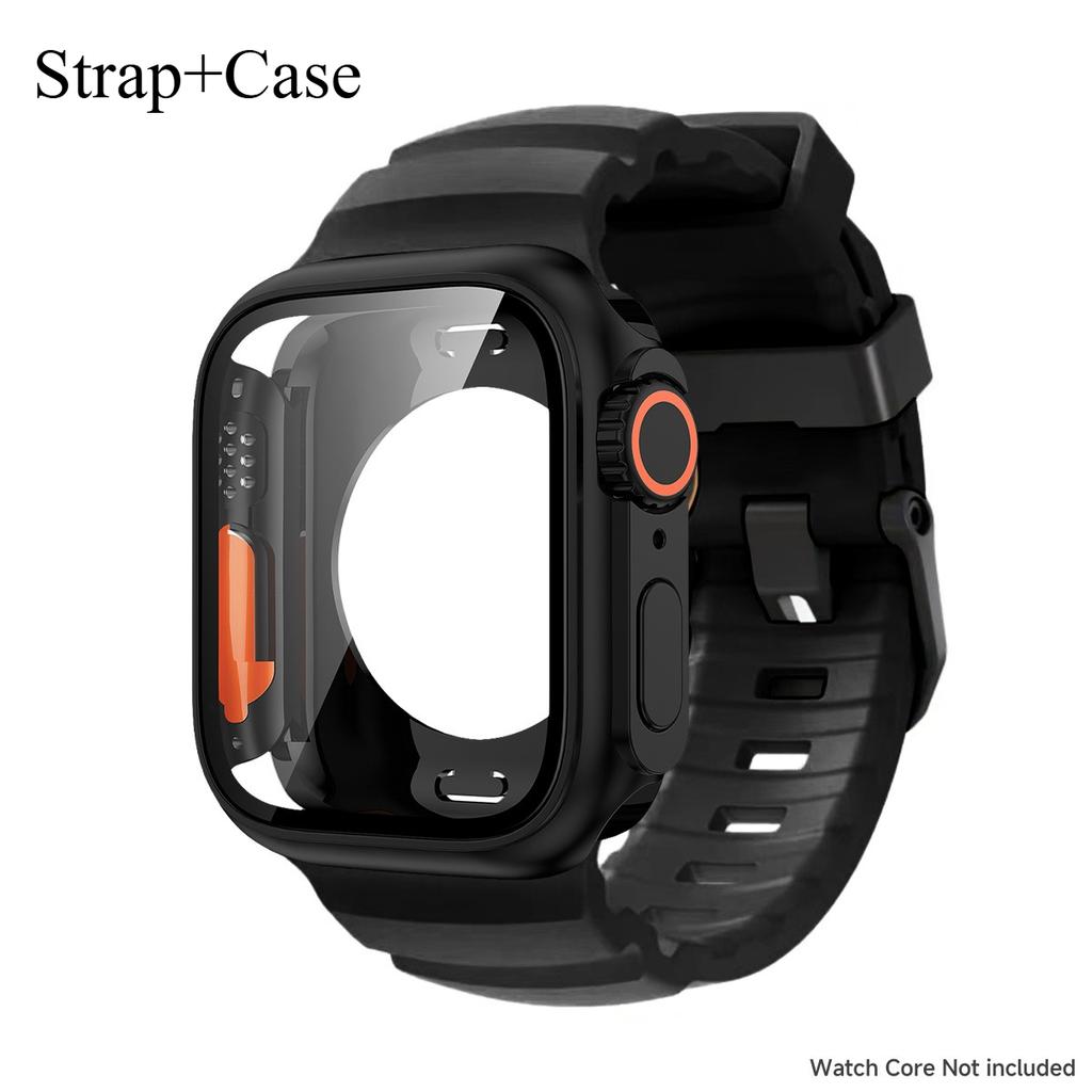 Silicone Strap For Apple Watch 44mm 45mm 46mm Bracelet+Screen Protectores Change To Ultra For iWatch Series 11 10 9 8 7 SE 6 5