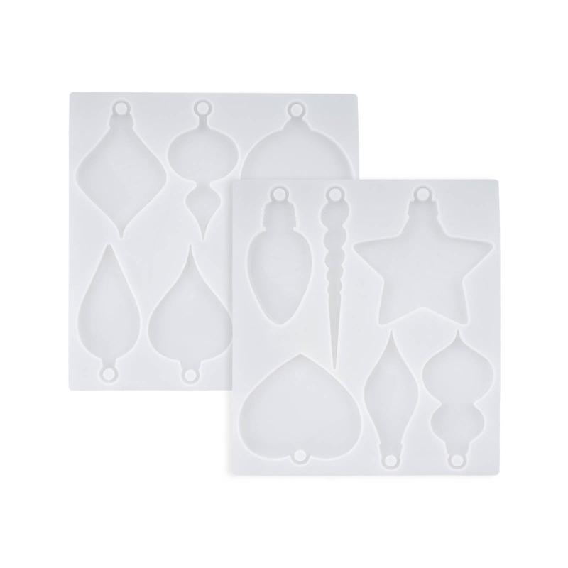 2Pieces Mini Light Shape Pendant Molds Christmas Tree Pendant Silicone Mold Stars Heart Shape Resin Molds DIY Craft 1