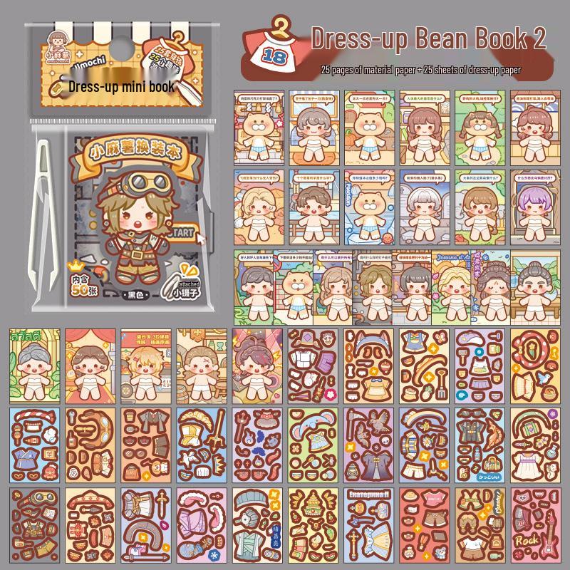 Little Mochi Dress-Up Sticker Book: Girl's Toy, Quiet Book, Birthday Gift Set with Scenery Stickers