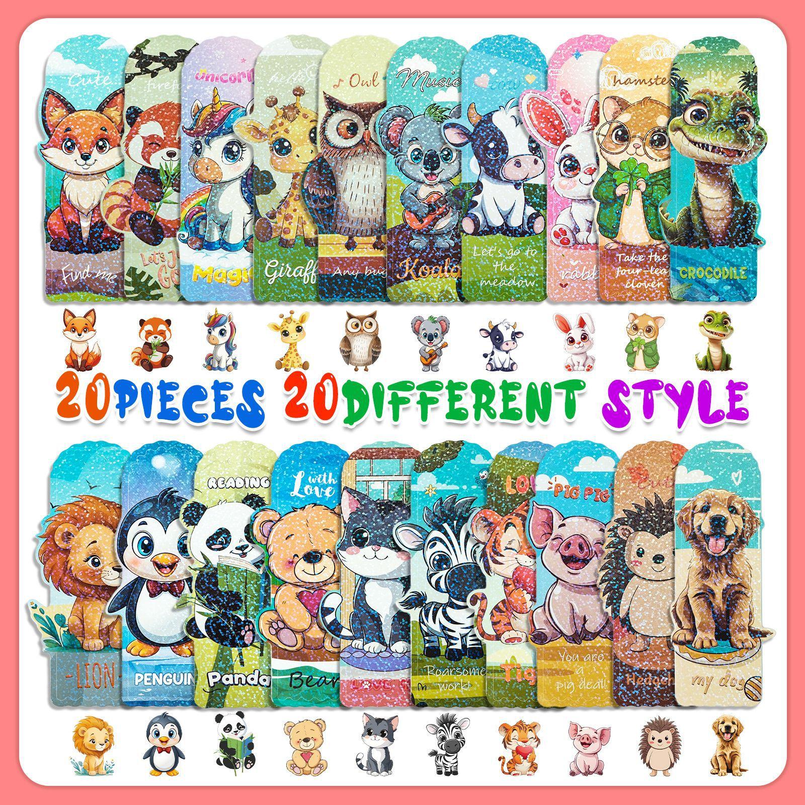 

20 Cartoon Small Animal Paper Laser Bookmarks High Value Small Animal Bookmarks