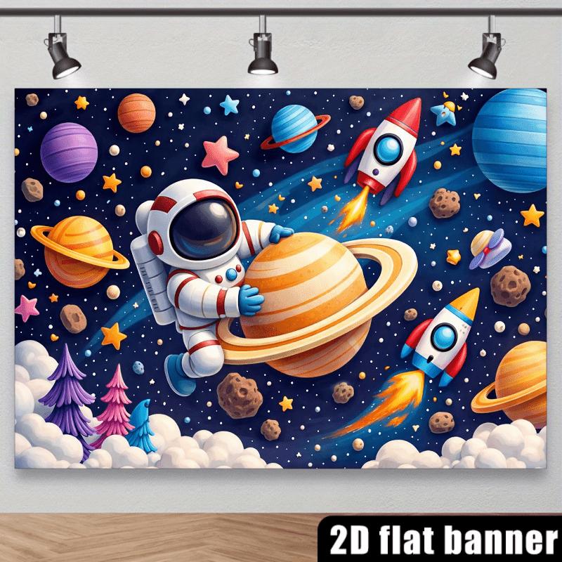 2D Flat Banner - Space Theme Background Banner Suitable for Birthday Parties Photography Scenes and Classroom Decorations