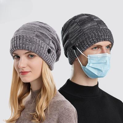 Autumn and Winter Hanging Mask Hat Men's Knitted Hat Flanging Mixed Color Woolen Cap Women's