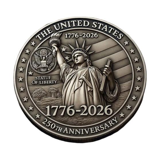 US 250th Anniversary Souvenir Coin Double-Sided Carved United States History Commemorative Badge