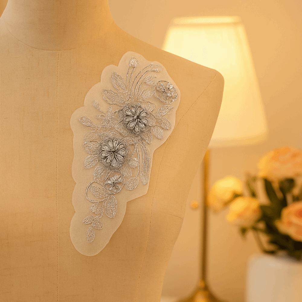 Flower Design Lace Flower Applique Rhinestones Dress Patches Patch Repair  Wedding Dresses