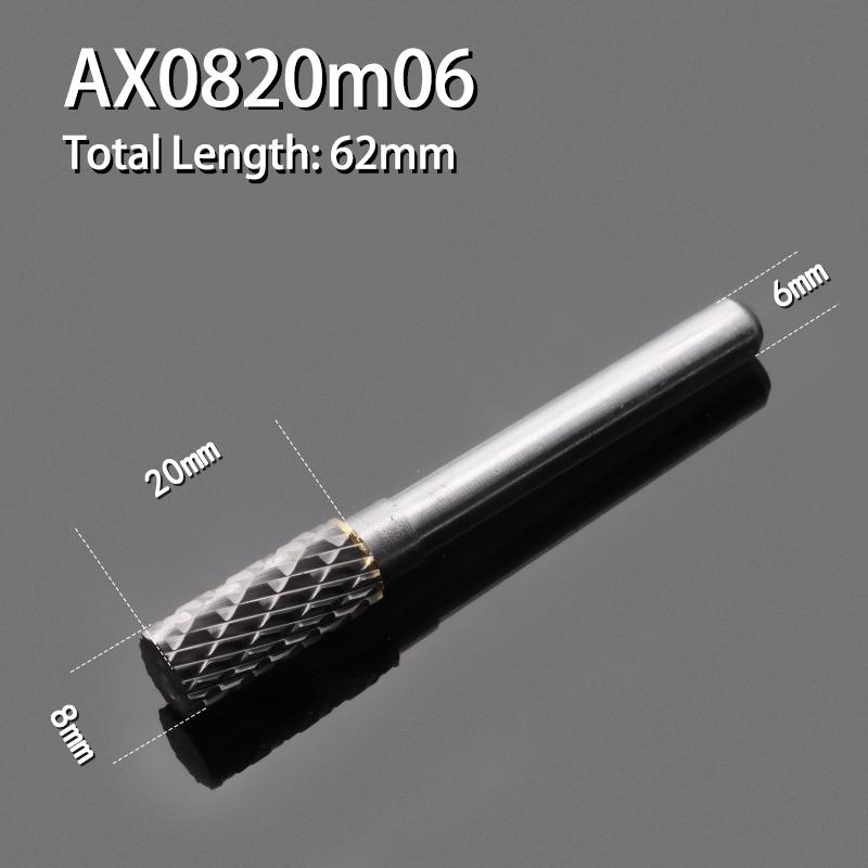 Carbide Alloy Cylindrical Milling Cutter 1pcs Rotary File Double Slot Wood Carving Electric Rotary Grinding Head 3-16mm Diameter