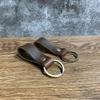 Vintage Crazy Horse Leather Keychain - Unisex Bronze Key Ring for Gifts