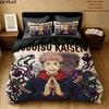 Jujutsu Kaisen Patrón Juego de Ropa de Cama Edredón Funda de Edredón Funda de Almohada Hogar Regalo de Cumpleaños(1 * funda nórdica + 2 * fundas de almohada, sin núcleo)