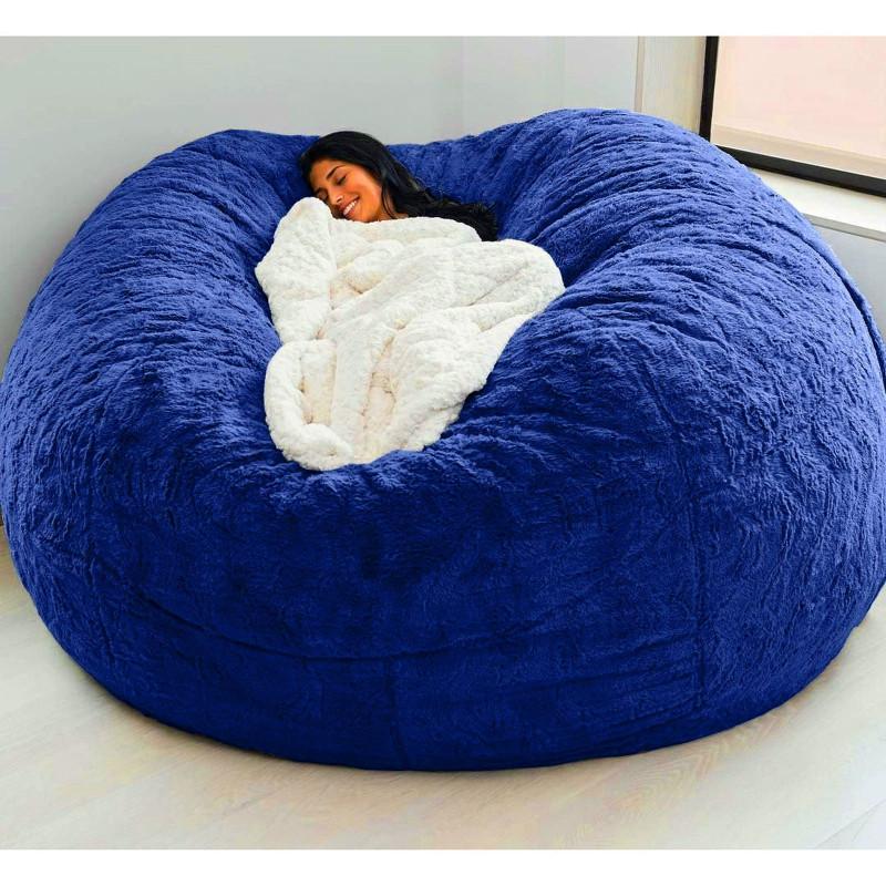 Solid Color Large Soft Plush Portable Living Room Lazy Sofa Cover Bean Bag Cover