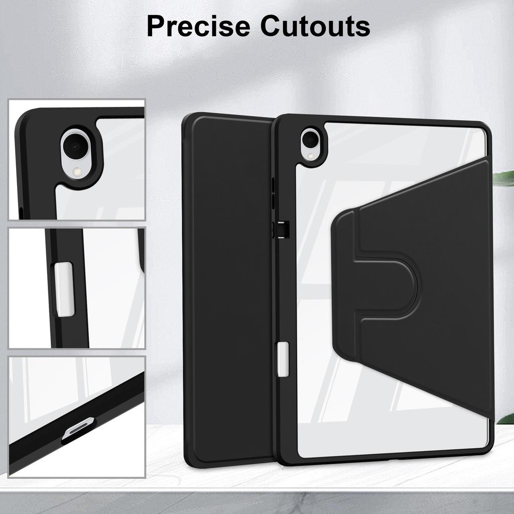 360° Rotating Case For Samsung Galaxy Tab S9 S10 FE Lite 10.9'' 11'' Swiveling Stand Clear Back Cover With Pencil Holder