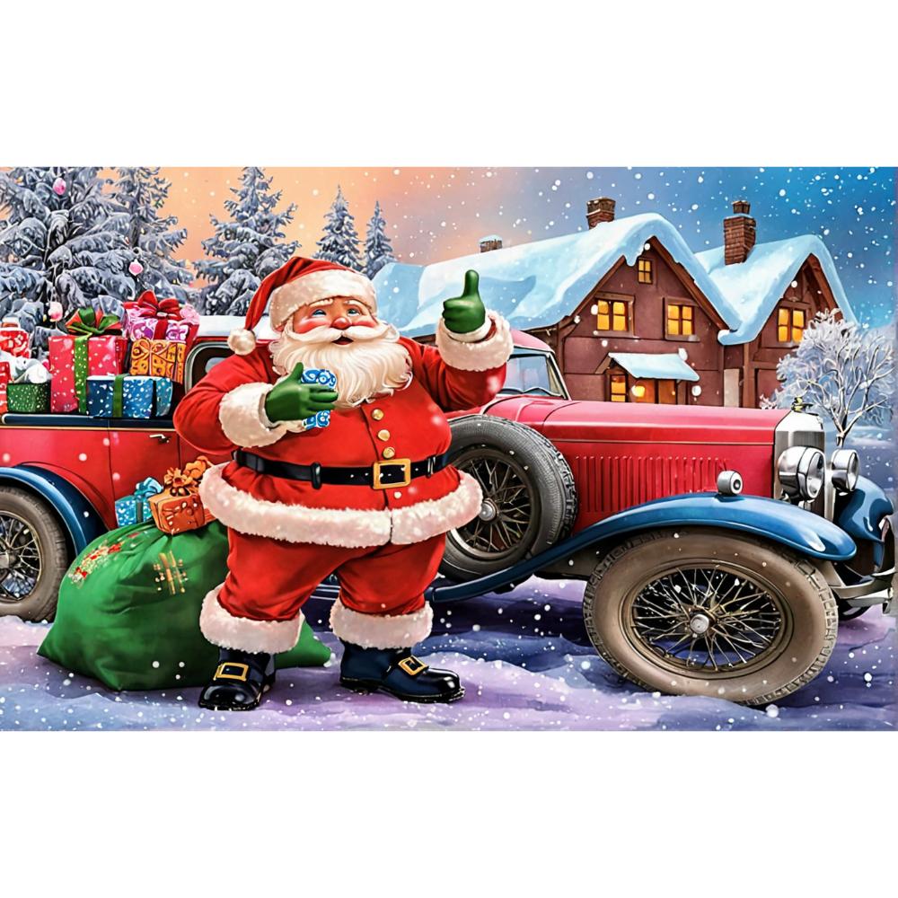 Merry Christmas Background Santa Claus With Car Motorcycle Sending Gifts Flag Banner Indoor Outdoor Party Christmas Decoration