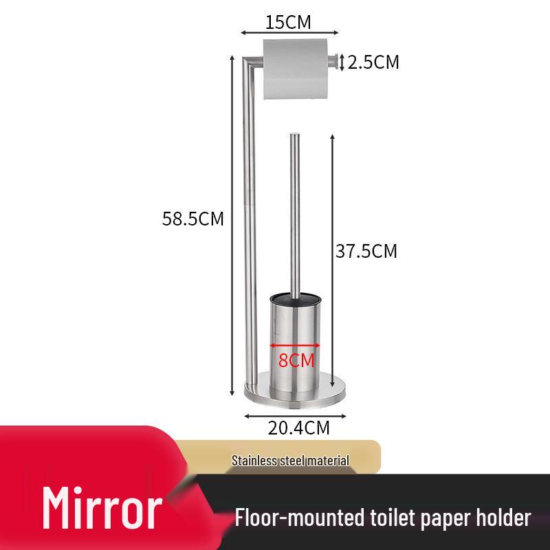 Bathroom Black Stainless Steel Odor-Proof Toilet Paper Holder and Floor Standing Storage Rack with Brush