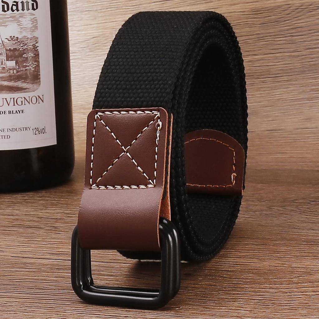 Double Ring Buckle Webbing Belt, Men'S And Women'S Canvas Universal Casual Belt, Jeans Tooling Belt