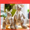 Simulierte Beige Mutter-und-Kind-Känguru-Puppe Plüschtier für Kinder Geschenk und Trost