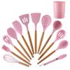 12-Piece High Temp Resistant Silicone Kitchen Utensil Set with Wooden Handles